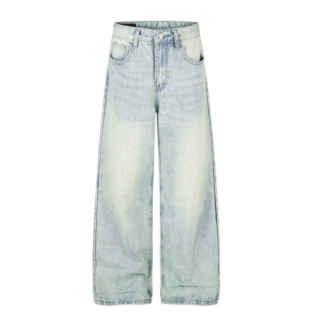 Light colored washed distressed jeans