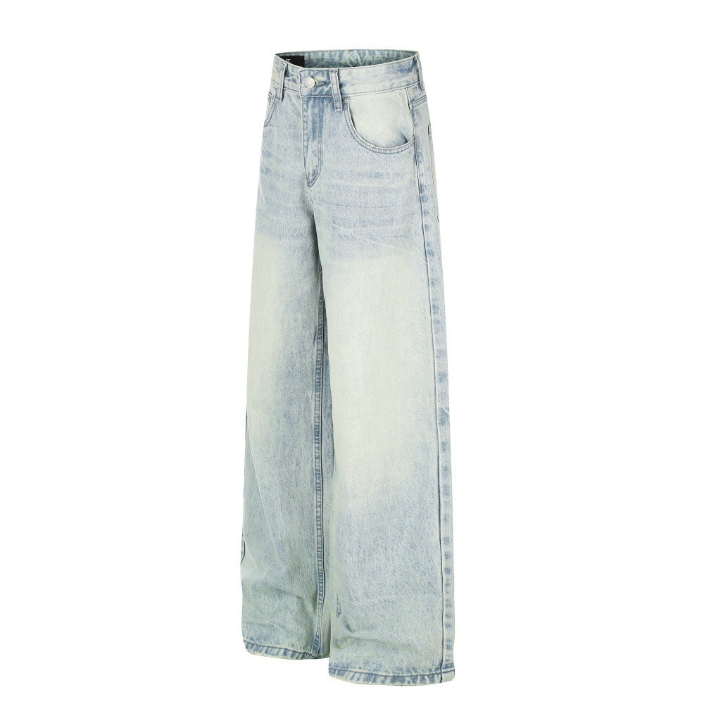 Light colored washed distressed jeans