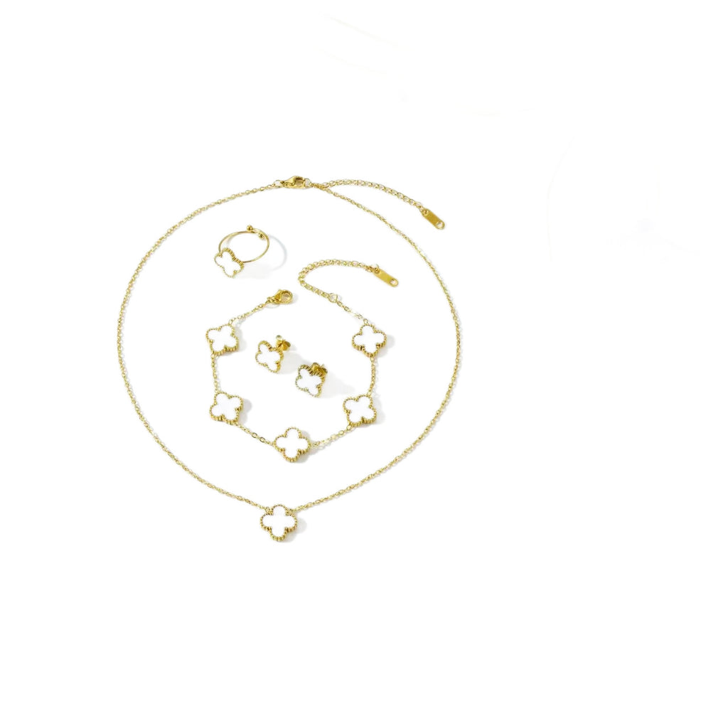 13mm double-sided clover set necklace bracelet women's set