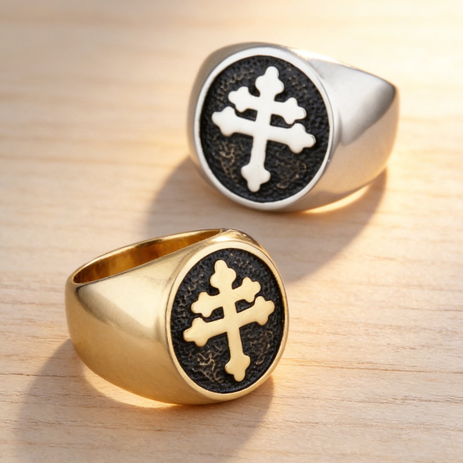 Cross stainless steel ring retro stainless steel ring