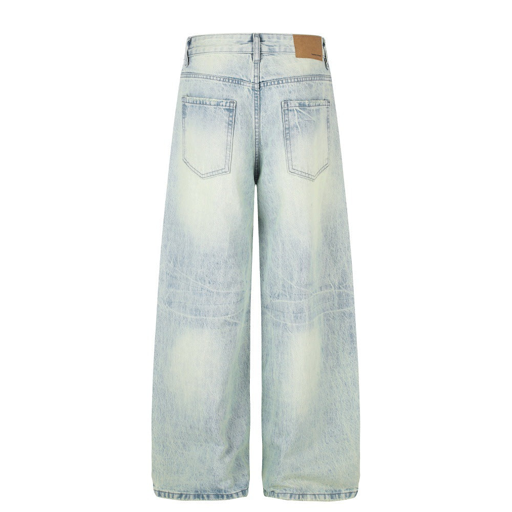 Light colored washed distressed jeans