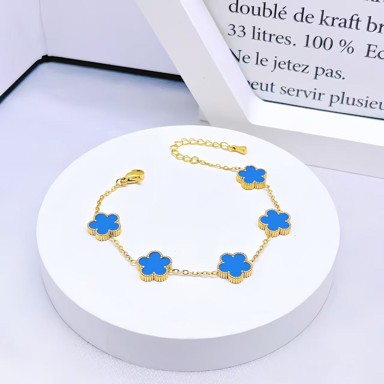 13mm double-sided clover set necklace bracelet women's set