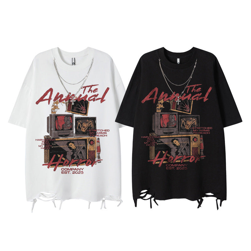 Old TV printed short sleeved shirt