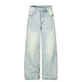 Light colored washed distressed jeans
