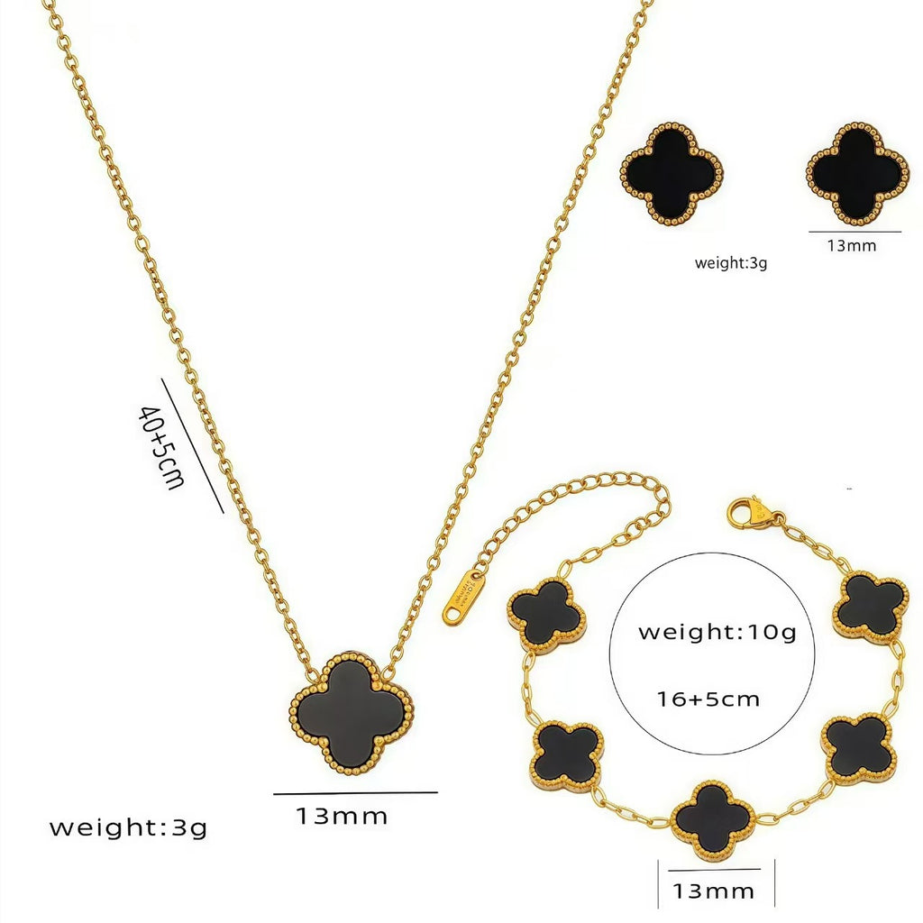 13mm double-sided clover set necklace bracelet women's set