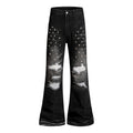 Distressed denim bell bottoms