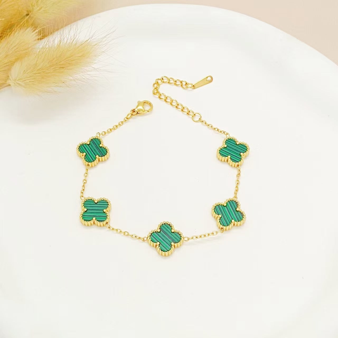 13mm double-sided clover set necklace bracelet women's set