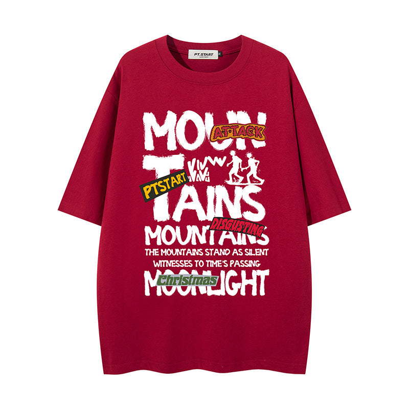 Graffiti letter printed short sleeved shirt