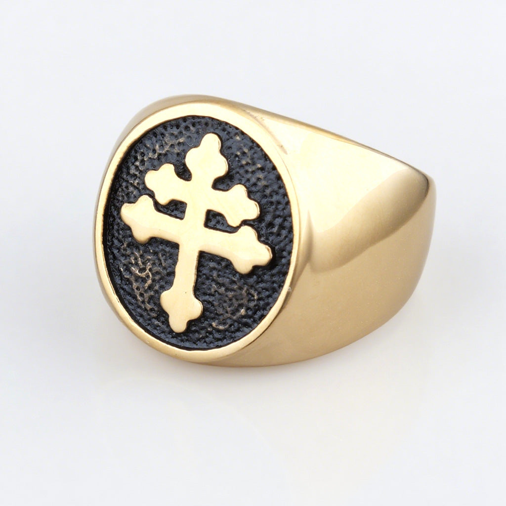 Cross stainless steel ring retro stainless steel ring