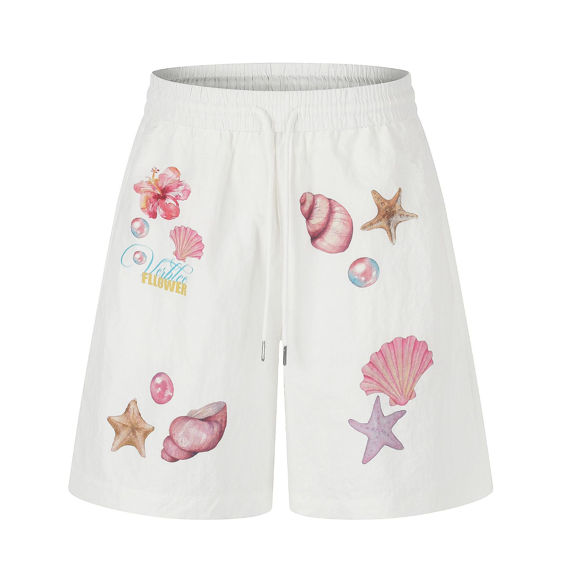 Shell Print Quick-Dry Shorts , Loose Fit Versatile Cool-Feeling Casual Five-Panel Pants