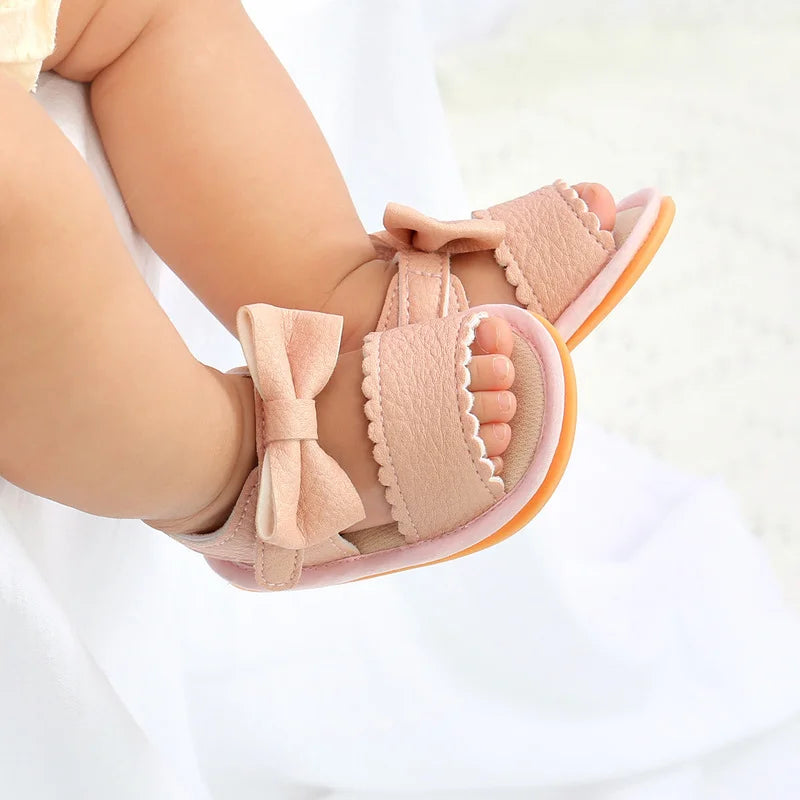 Meckior Baby Shoes Summer Baby Boy Girl Shoes Toddler Flats Sandals Soft Rubber Sole Anti-Slip Bowknot Crib First Walker Shoes