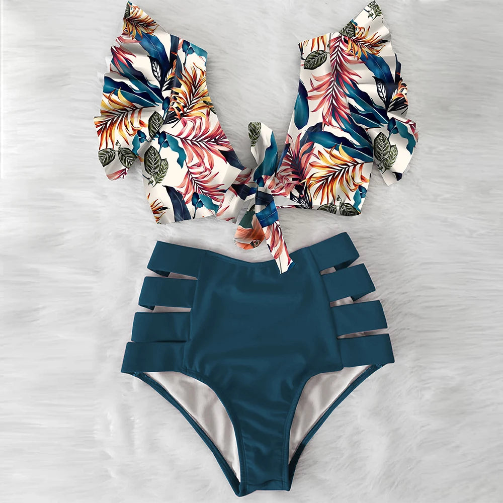 High Waist Ruffled Sexy Bikini Set