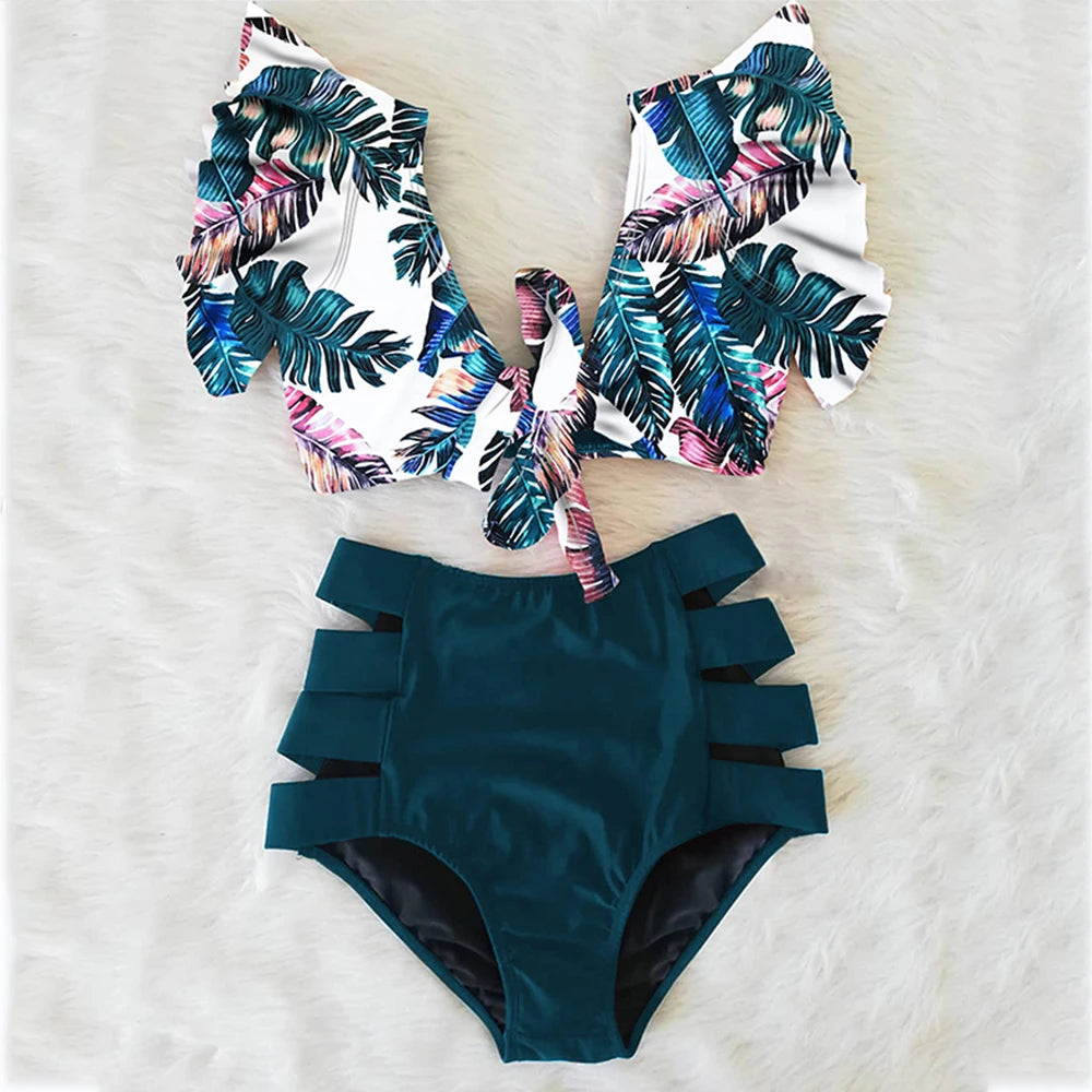 High Waist Ruffled Sexy Bikini Set