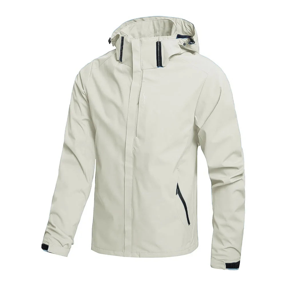 Men's Solid Outdoor Waterproof Raincoat