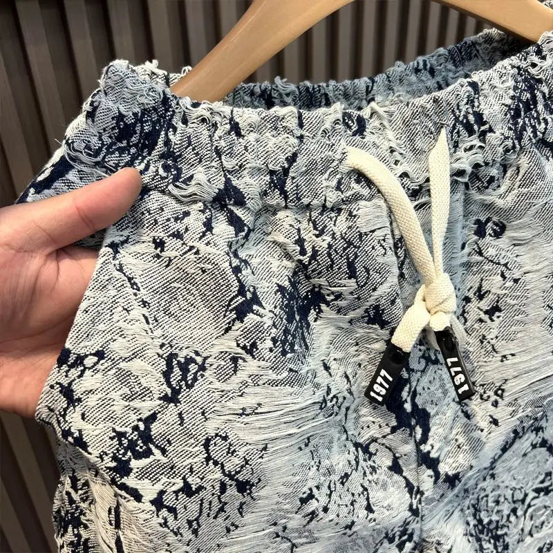Summer Loose Shorts Couple Popular Versatile Casual Straight Men's Flower Oil Painting Beach Shorts Hawaiian Casual Silk Shorts