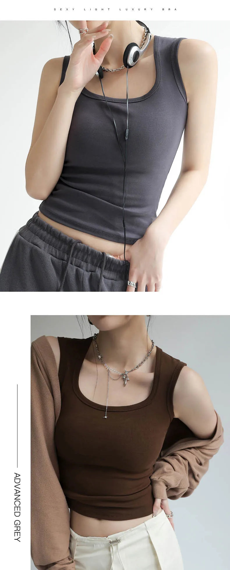 Women's Solid U-Neck Ribbed Sleeveless Tank Top