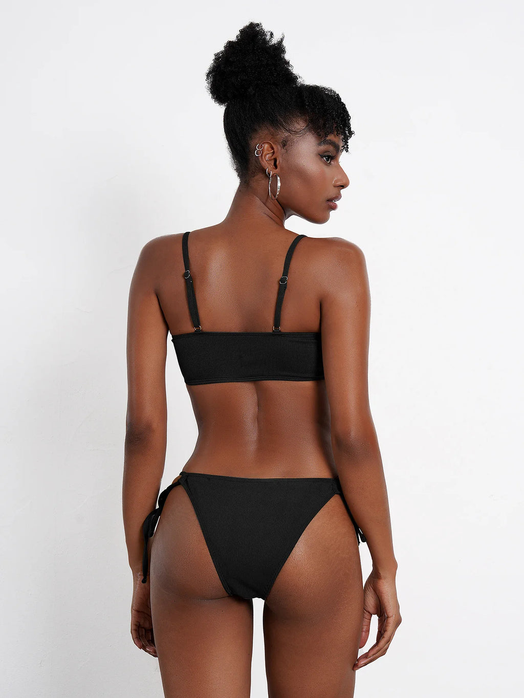 VigoCasey Sexy 2025 Solid Strapped Swimwear Women Hollow Push Up Bikini Set Tied High Cut Swimsuit Backless Beach Bathing Suit
