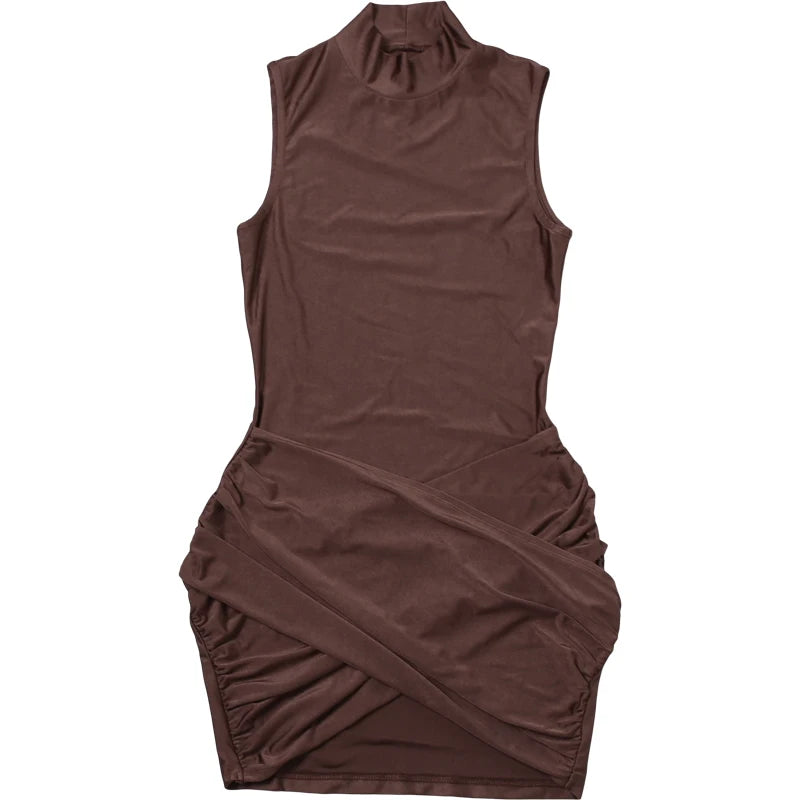 Elegant Sleeveless Cross Ruffle Mini Dress