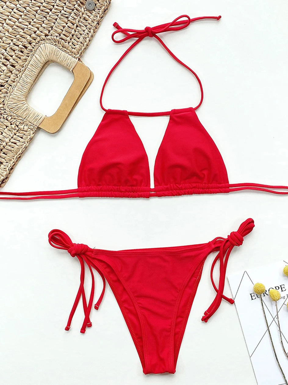 Sexy Lace Up Bikini 2026 Women Swimsuit Female Swimwear Brazilian Bikinis Set Micro Woman Bathing Suits Swimming for Beach Wear