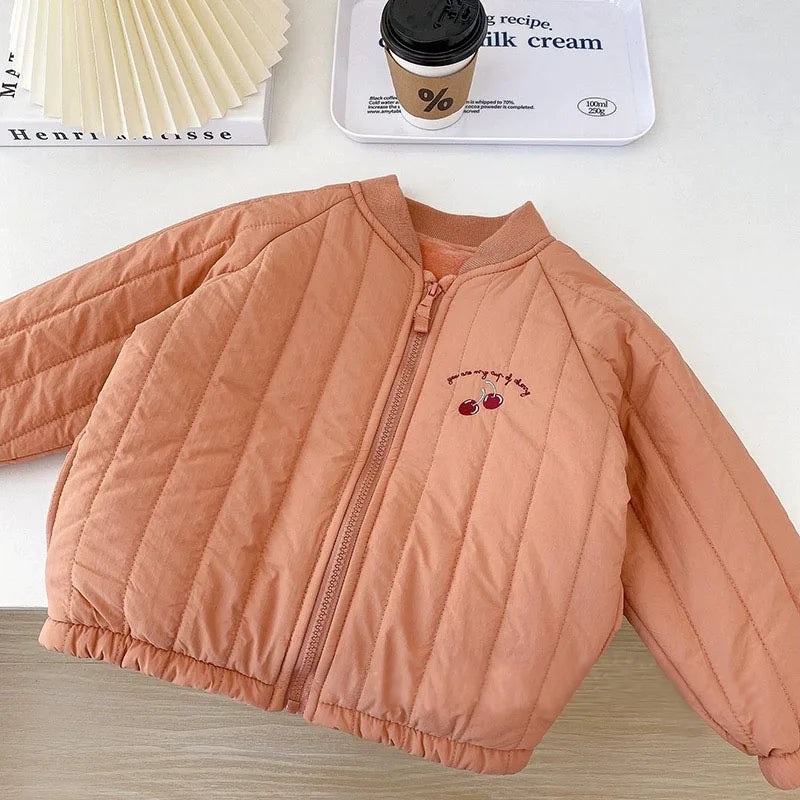Toddler Baby Boy Girl Jackets Spring Autumn Long Sleeve Embroidery Fleece Cotton Kids Coats Outerwear Children Clothing