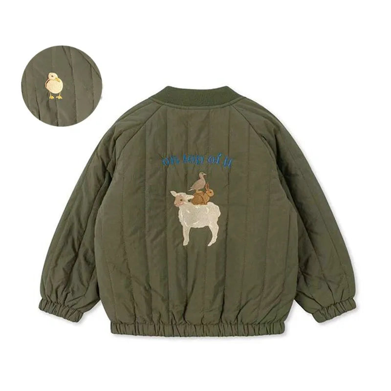 Toddler Baby Boy Girl Jackets Spring Autumn Long Sleeve Embroidery Fleece Cotton Kids Coats Outerwear Children Clothing