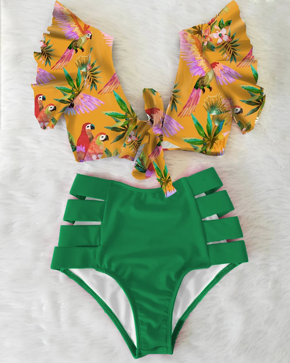 High Waist Ruffled Sexy Bikini Set