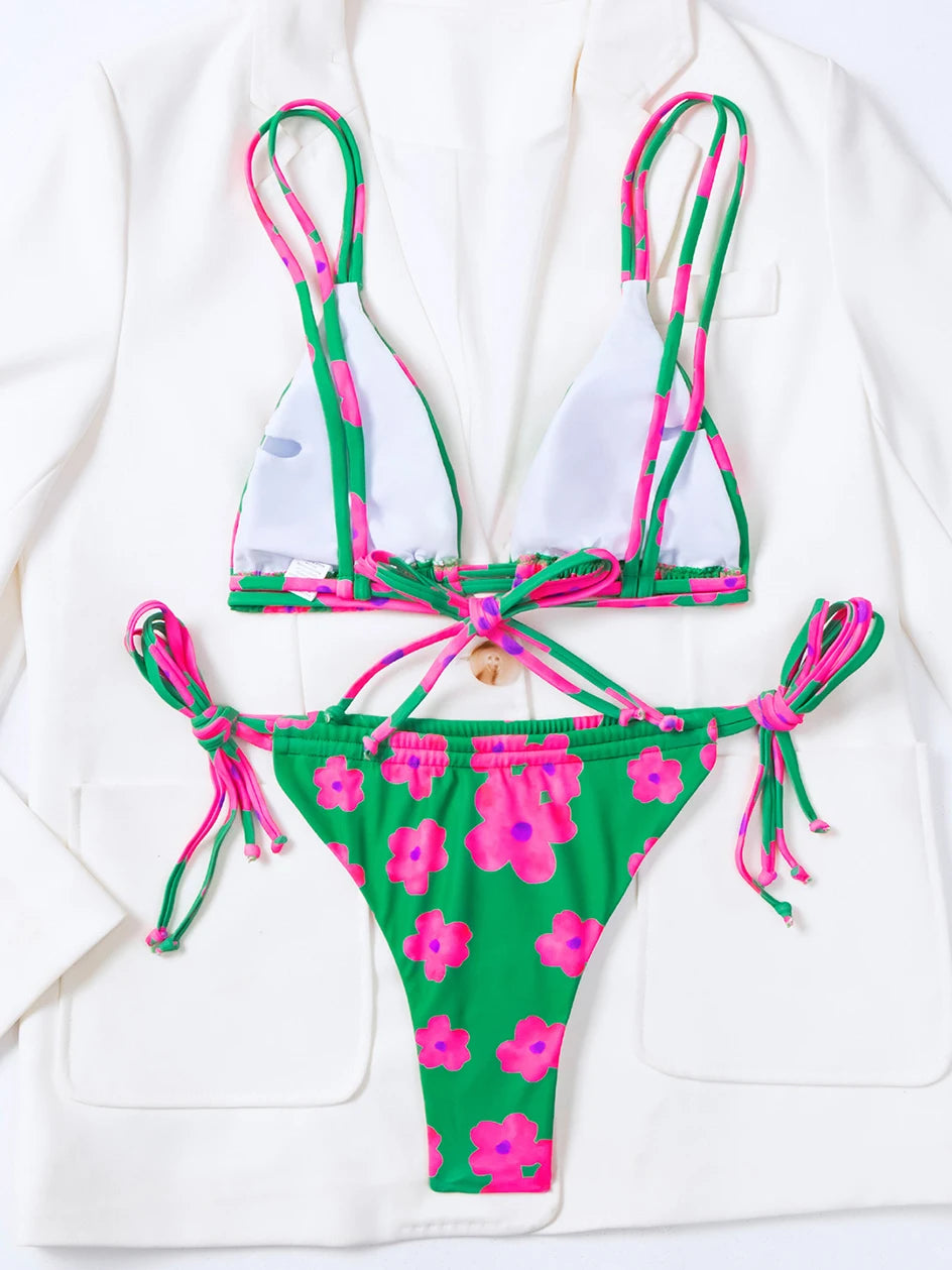Sexy Lace Up Bikini 2026 Women Swimsuit Female Swimwear Brazilian Bikinis Set Micro Woman Bathing Suits Swimming for Beach Wear
