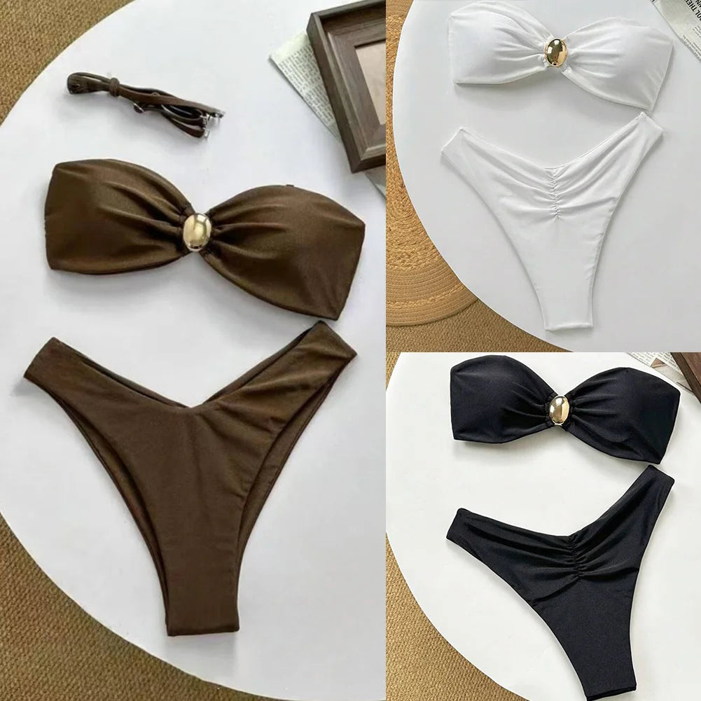 Elegant Off Shoulder Women’s Bikini Set