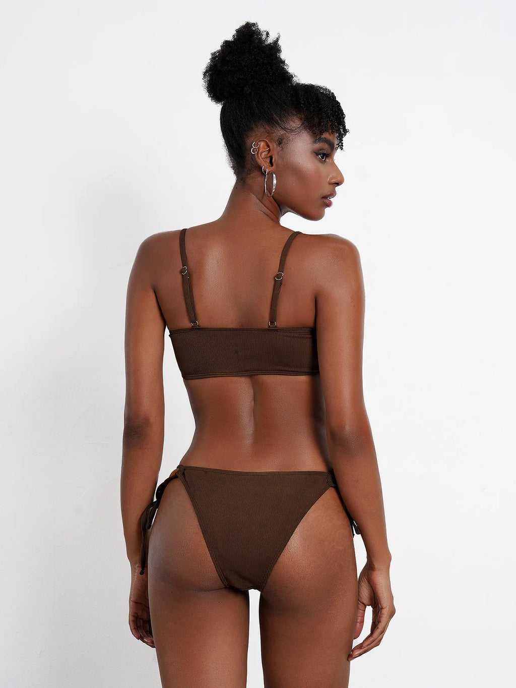 VigoCasey Sexy 2025 Solid Strapped Swimwear Women Hollow Push Up Bikini Set Tied High Cut Swimsuit Backless Beach Bathing Suit