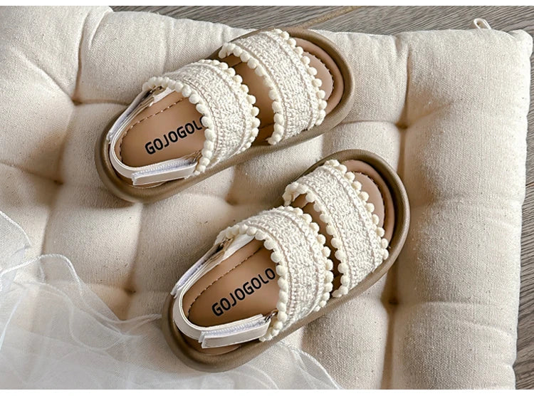 Kids Fashion Girls Sandals 2024 New Soft Ethnic French Wind Open-toe Cool Breatheable Princess Shoes Children Versatile Platform
