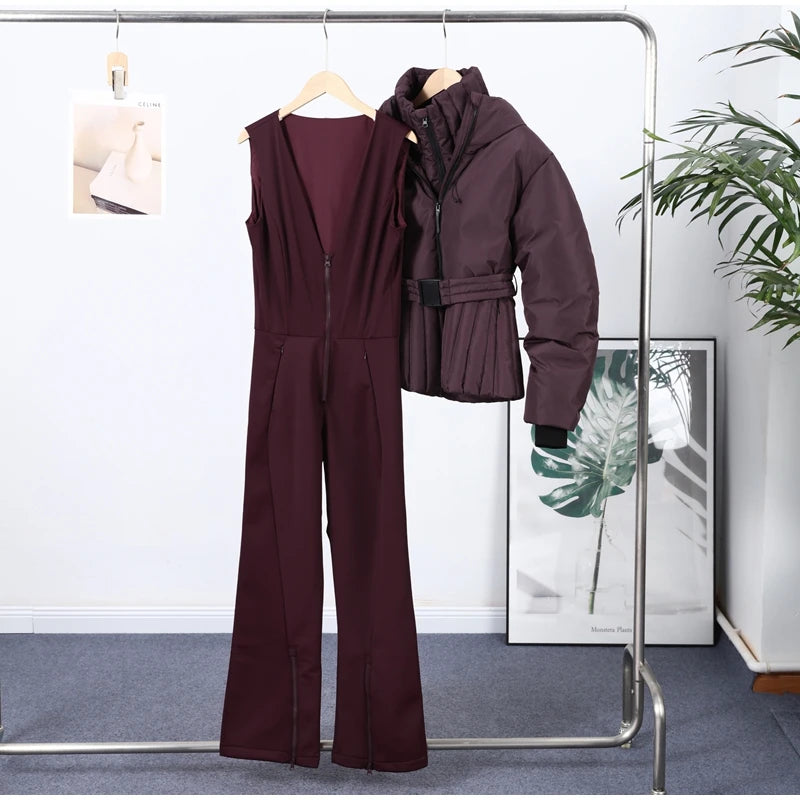 Women's Chic White Hooded Jumpsuit