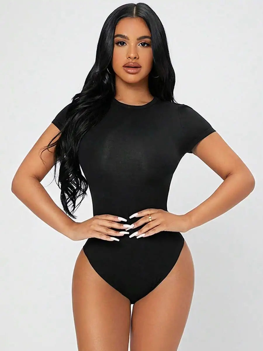 Women's Solid Short Sleeve Bodysuit