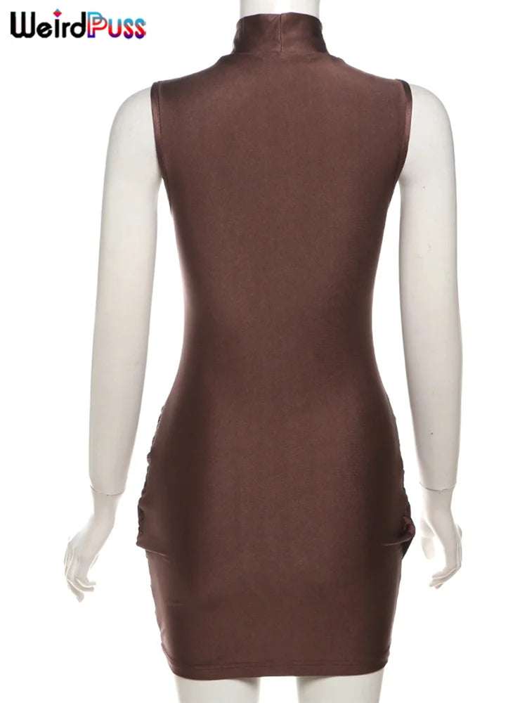 Elegant Sleeveless Cross Ruffle Mini Dress
