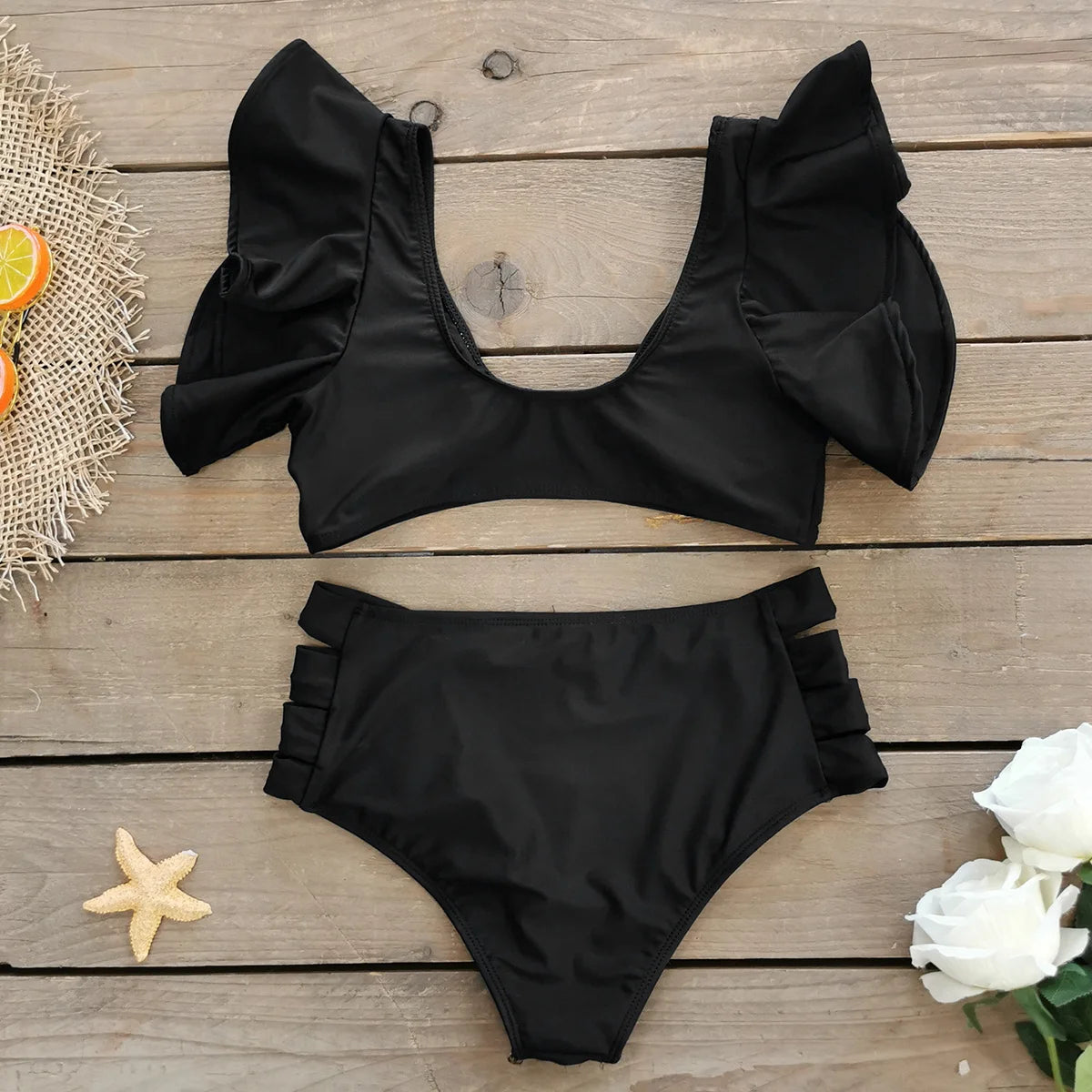 High Waist Ruffled Sexy Bikini Set