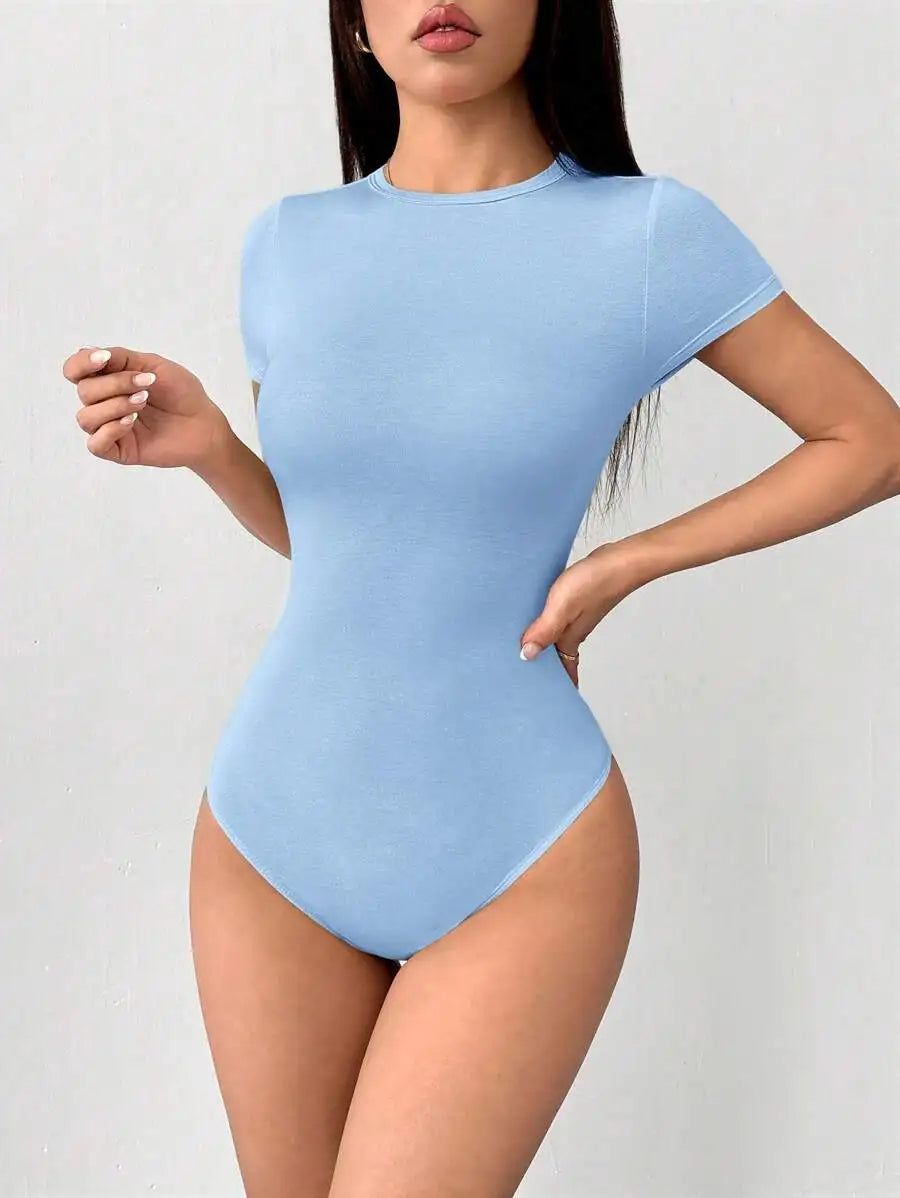 Women's Solid Short Sleeve Bodysuit