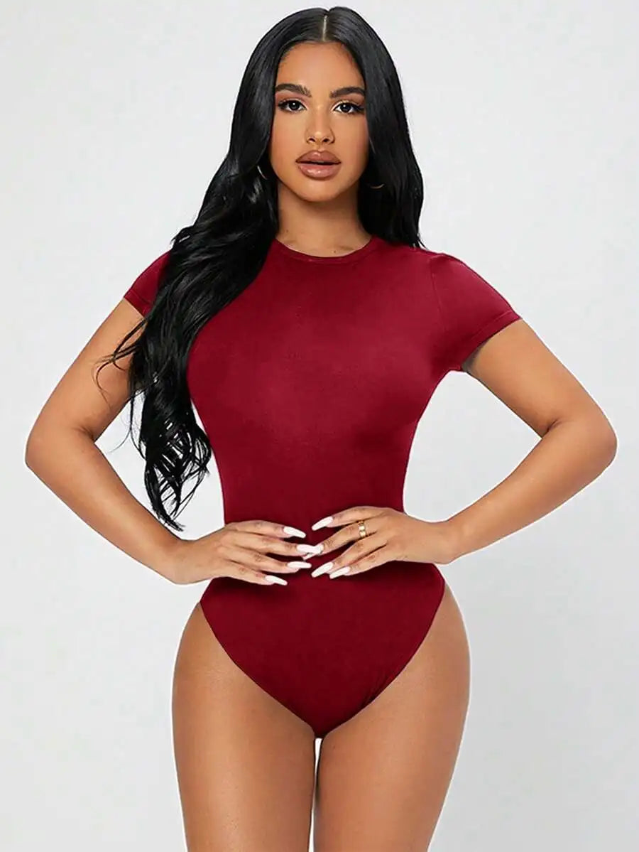 Women's Solid Short Sleeve Bodysuit