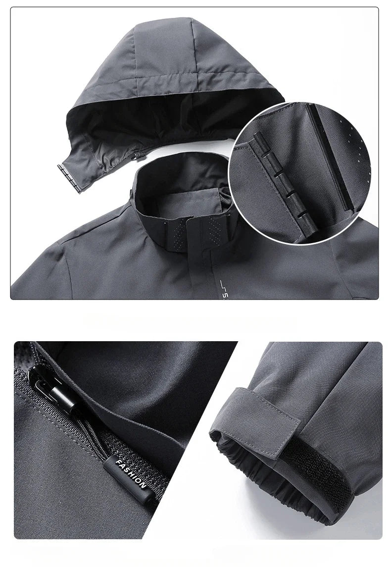 Men's Solid Outdoor Waterproof Raincoat