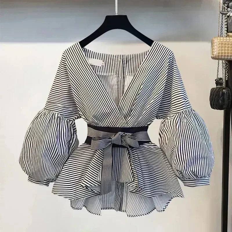 Women's Striped V-Neck Shirt