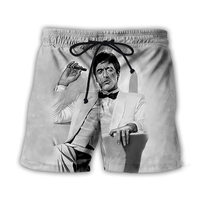 Scarface Classic Movie 3D Print Beach Shorts Men Women Fashion Oversized Surfing Board Sport Pants Swimsuits Trunks Kid Clothing