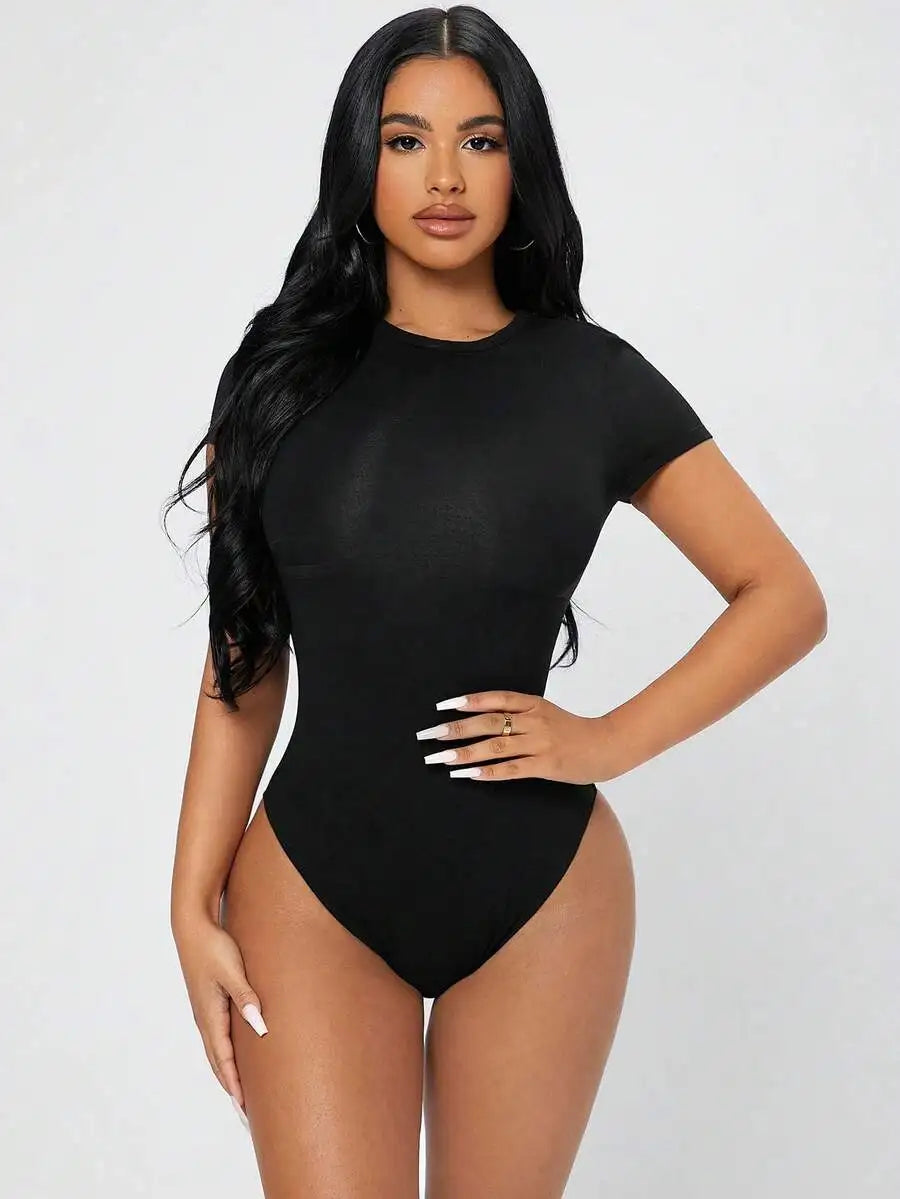 Women's Solid Short Sleeve Bodysuit