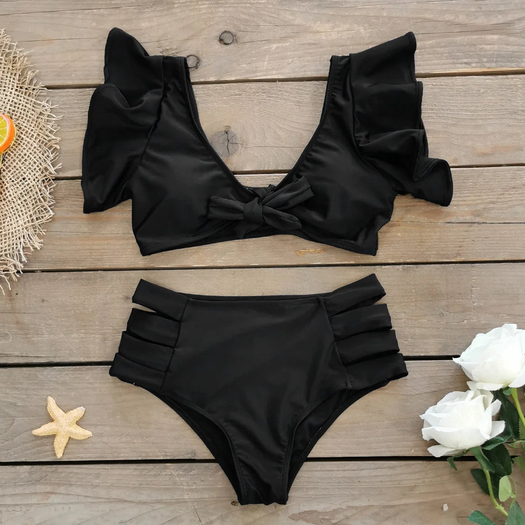 High Waist Ruffled Sexy Bikini Set