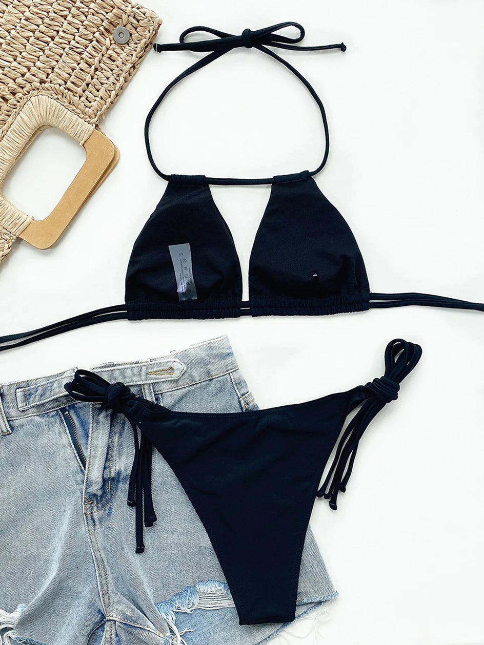 Sexy Lace Up Bikini 2026 Women Swimsuit Female Swimwear Brazilian Bikinis Set Micro Woman Bathing Suits Swimming for Beach Wear