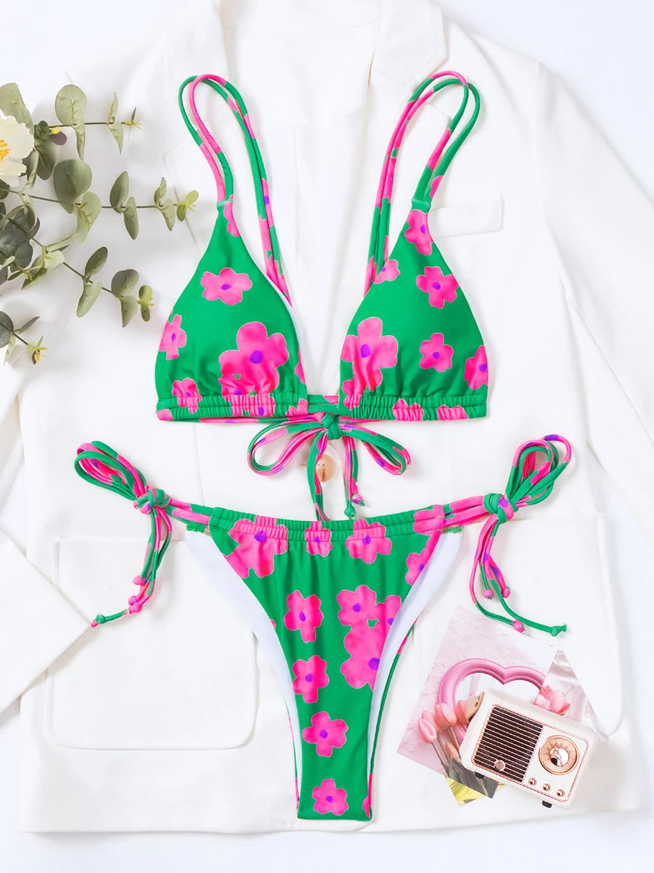 Sexy Lace Up Bikini 2026 Women Swimsuit Female Swimwear Brazilian Bikinis Set Micro Woman Bathing Suits Swimming for Beach Wear