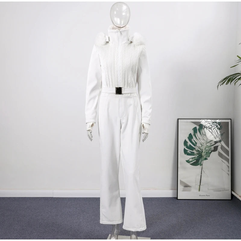 Women's Chic White Hooded Jumpsuit