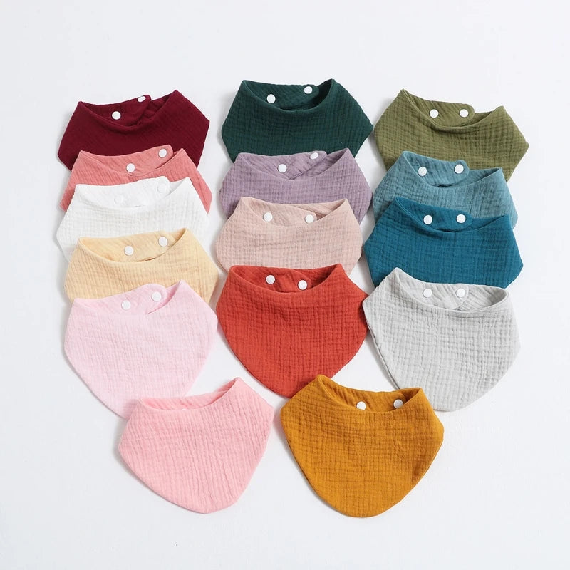 Baby Bibs Organic Cotton Muslin Scarf Burp with for Triangle Gauze Water Absorb Bandana for Boys Girls