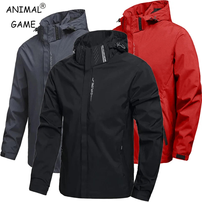 Men's Solid Outdoor Waterproof Raincoat