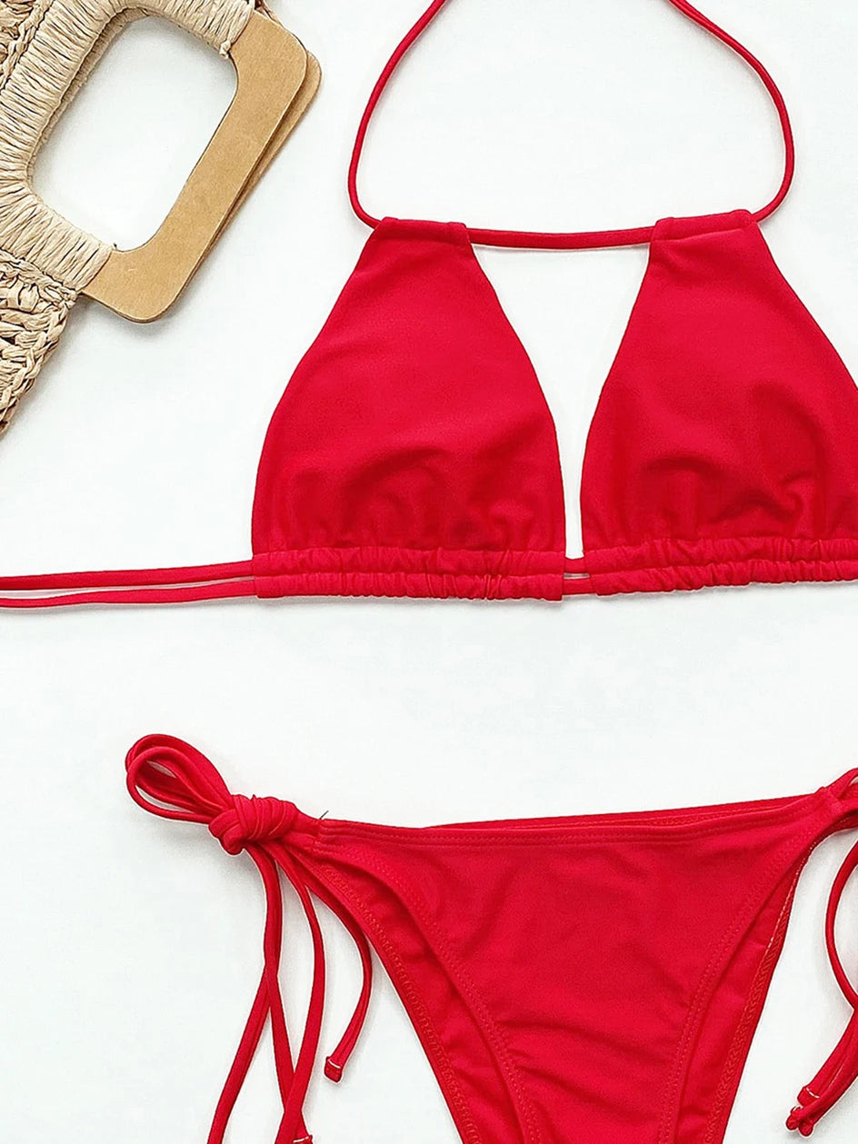 Sexy Lace Up Bikini 2026 Women Swimsuit Female Swimwear Brazilian Bikinis Set Micro Woman Bathing Suits Swimming for Beach Wear