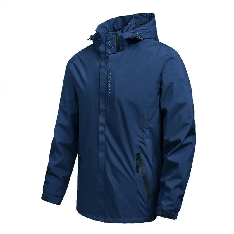 Men's Solid Outdoor Waterproof Raincoat