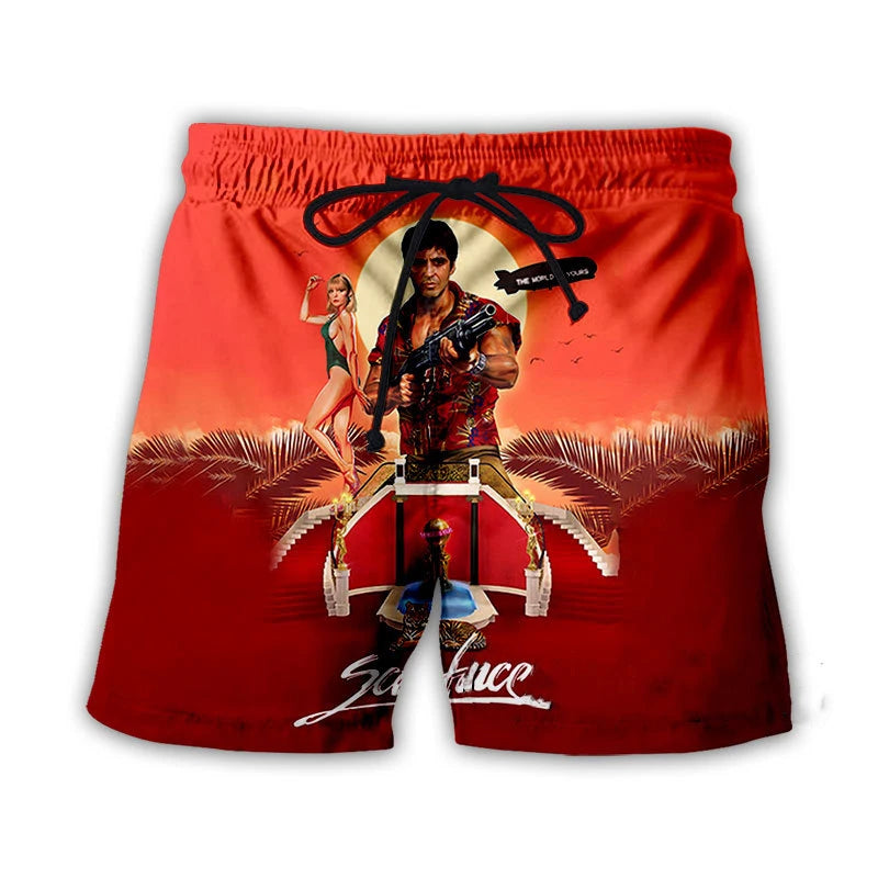 Scarface Classic Movie 3D Print Beach Shorts Men Women Fashion Oversized Surfing Board Sport Pants Swimsuits Trunks Kid Clothing