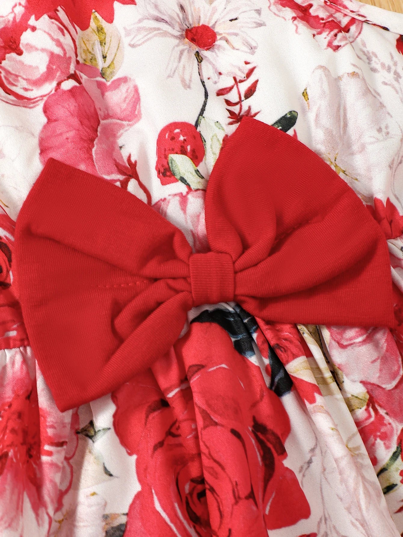 2PC Children's New Hanging Strap Flower Bow Skirt Bubble Sleeves Shawl Skirt Suitable for Girls Aged 1-6 Summer Fashion Dress